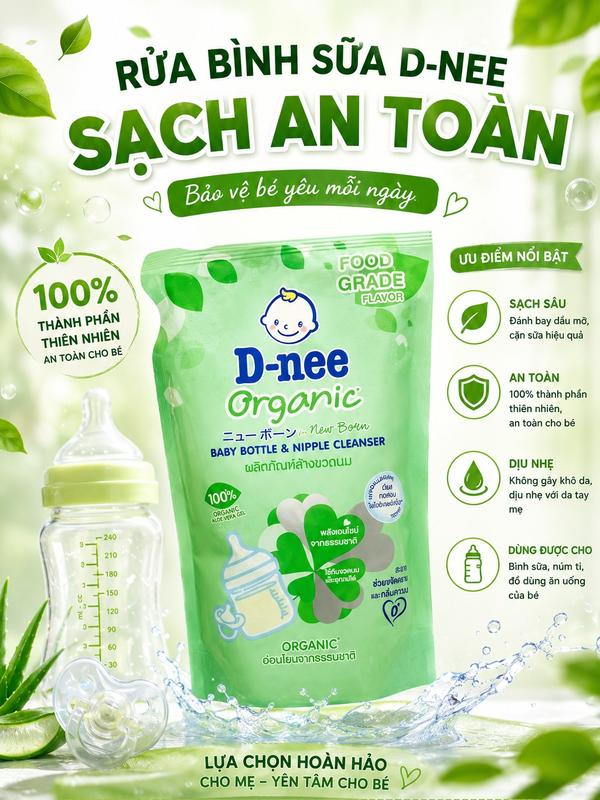 Nước rửa bình Dnee Organic - Hương cam dịu nhẹ