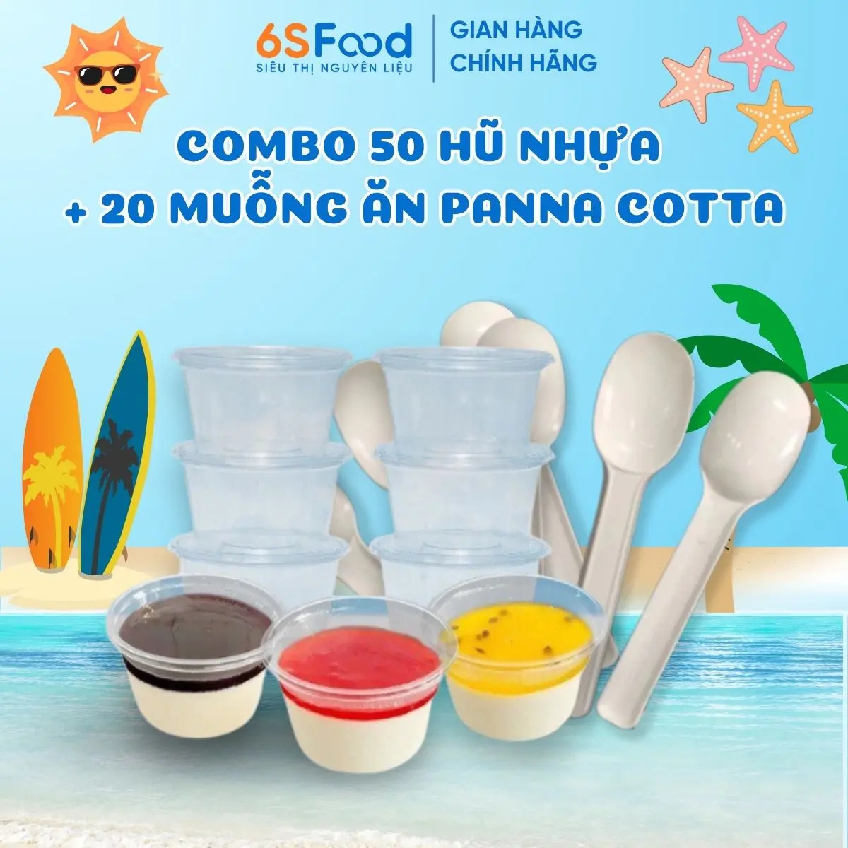 Combo 50 Hũ Đựng Panna Cotta Kèm Nắp Và 20 Muỗng Nhựa, Hũ Nhựa Trong Suốt Đựng Nước Sốt, Panna Cotta 6SFOOD