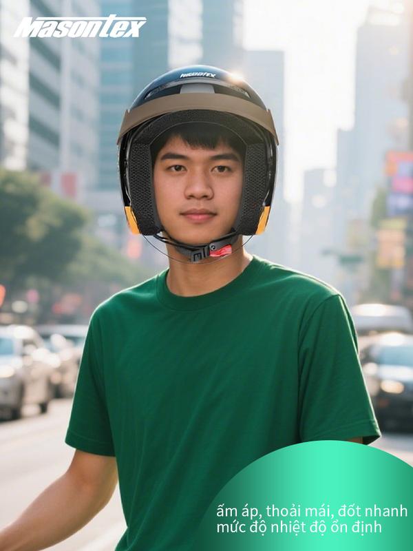  Masontex Mũ Bảo Hiểm Xe Tay Ga & Xe Máy Kiểu Dáng Unisex Chứng Nhận 3C Kính PC Chống Trầy Xước Vỏ ABS Thoáng Khí Dùng Bốn Mùa 