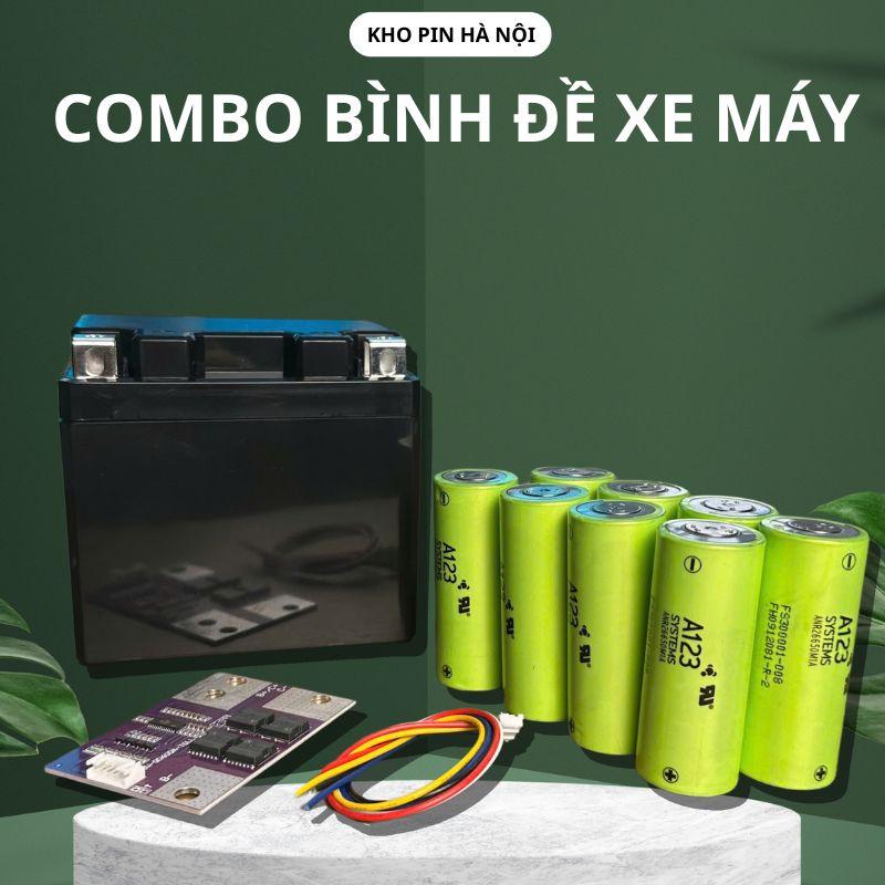 Bình đề xe máy combo bình đề xe máy pin A123 xả 120A mạch BMS tích hợp cân bằng thay thế cho ắc quy