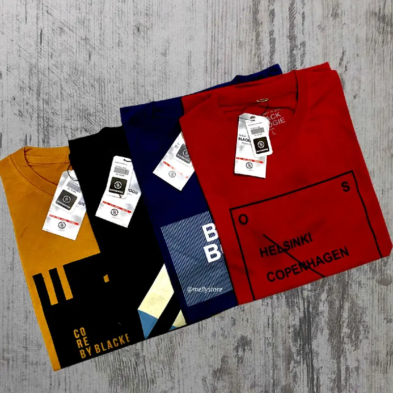 Paket 2 Pcs KAOS DISTRO SEMI KATUN 24s lembut ,Baju Pria Keren, RANDOM Sablon(Tidak bisa pilih motif) 5