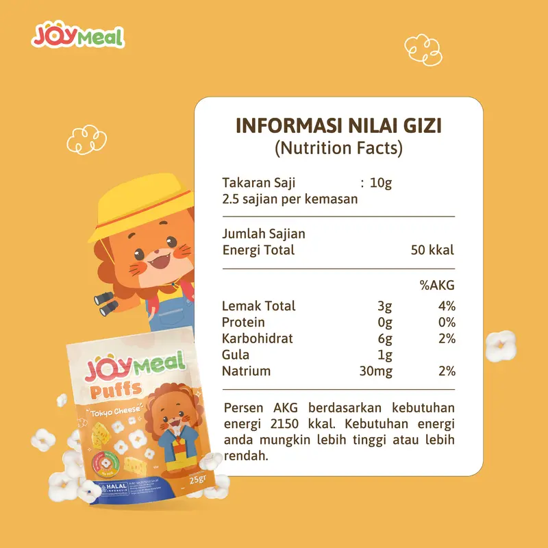 JoyMeal Puffs 25 gr | Cemilan Anak Snack Sehat Berenergi Rasa Khas Jepang Tokyo Cheese & Fuji Apple 5