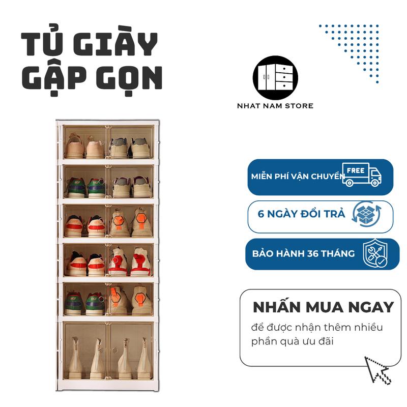 Tủ giày 6 tầng 12 đôi nhựa abs có bánh xe  9102-5-1G cao cấp