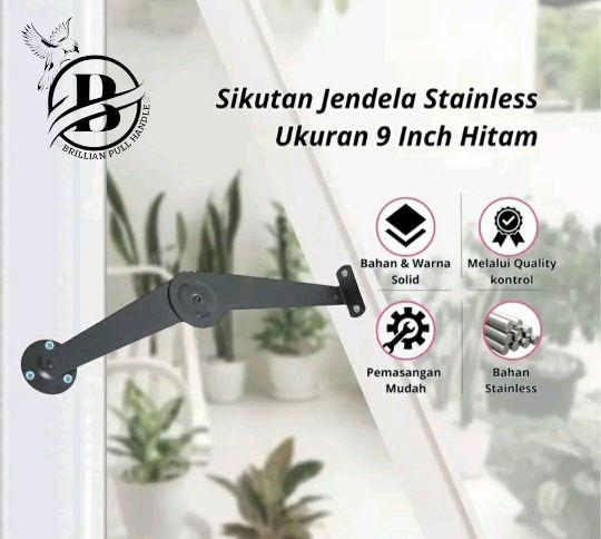 Product Introduction of Engsel Salon Sikutan Lipat Jendela Premium Bahan Stainless Steel Tebal Ukuran 9 Inch - Warna Hitam Silver 12
