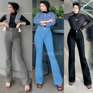 Highwaist Cutbray Jeans Wanita Premium Celana Cutbray Jeans Wanita Melar Panjang Kekinian