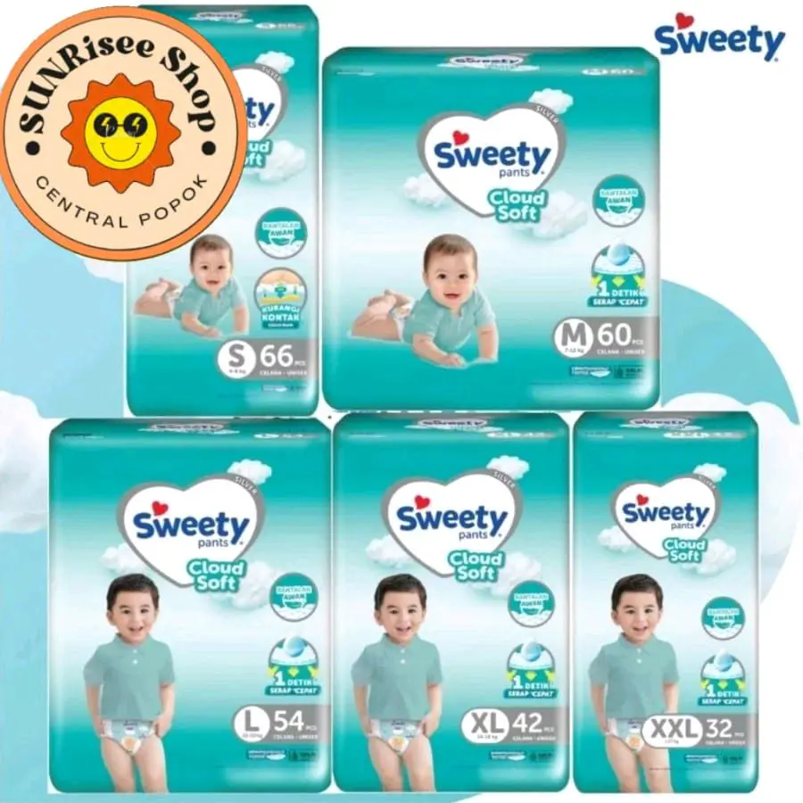 Sweety Silver Cloud Soft NBS40 S66 M60 L54 XL42 XXL32 - Serap Cepat Popok Bayi Kering