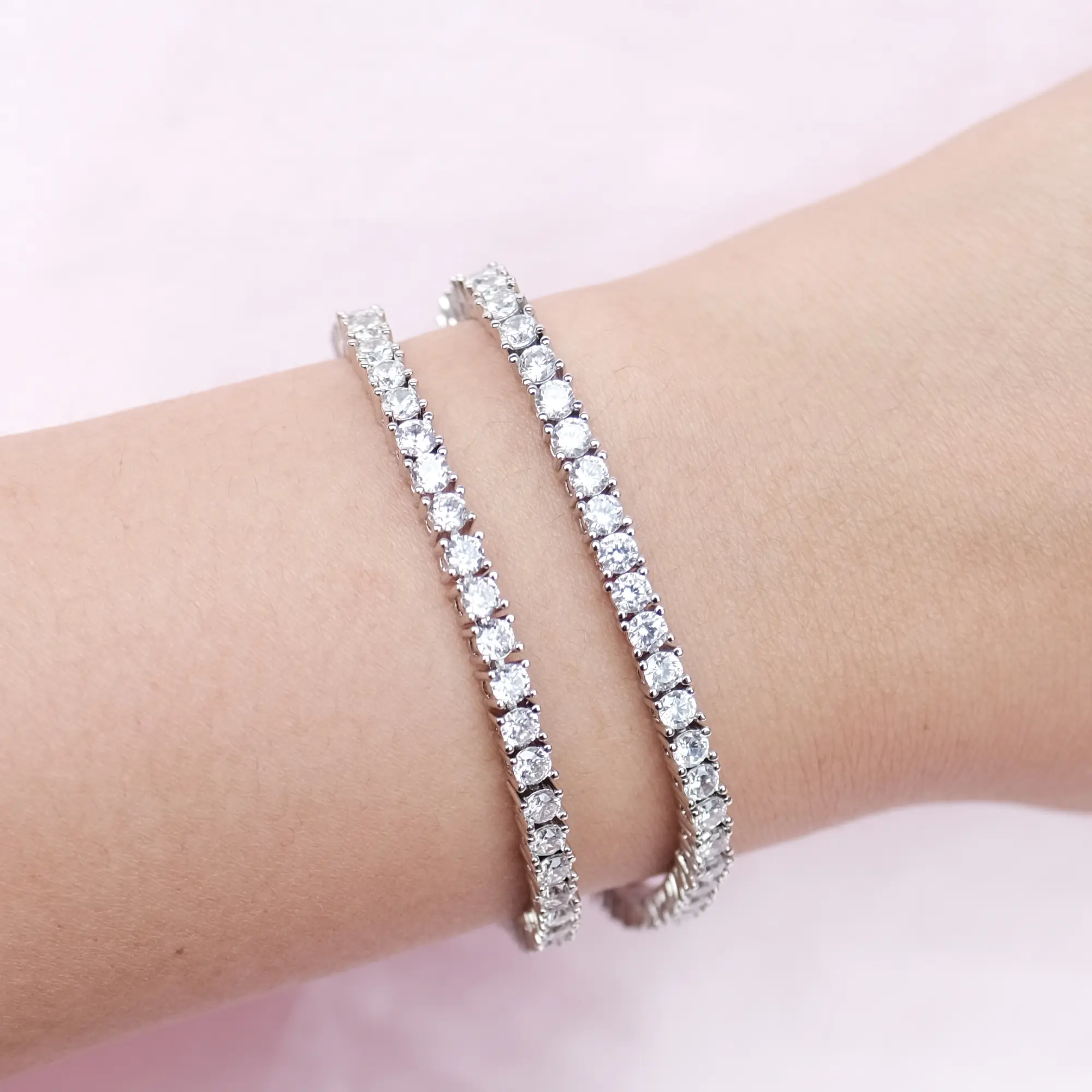 MOKMOK Jewelry Silver Signature Tennis Bracelet 4 prong 3mm - in silver