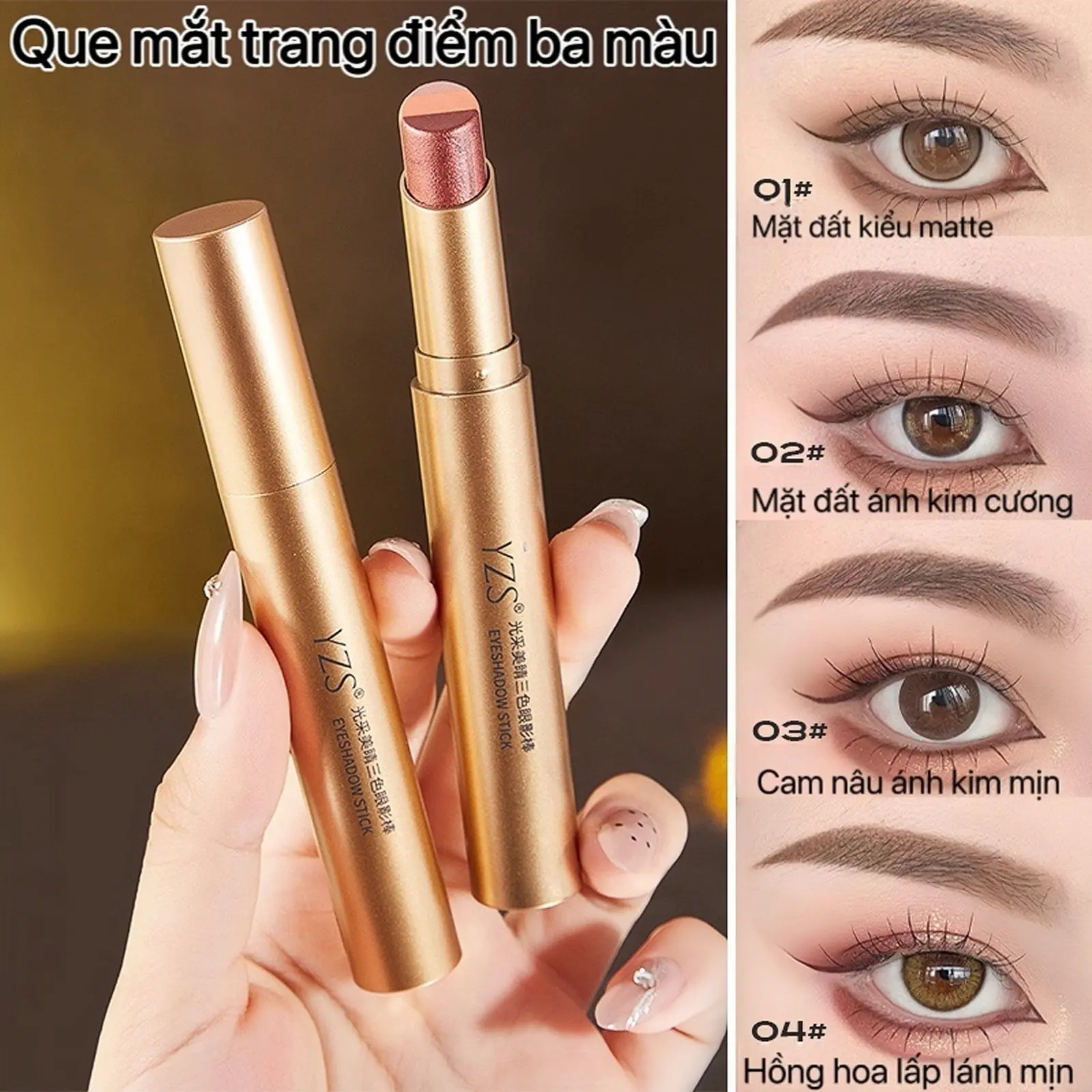 Dán Phấn Mắt, Ba Màu, Lâu Trôi, Không Thấm Nước Và Chống Mồ Hôi, Dễ Sử Dụng, Kết Cấu Lì Và Ánh Ngọc Trai, Có Thể Tạo Ra Vẻ Ngoài Hoàn Chỉnh Với Một Nét Nhấn, Nhiều Màu Sắc Có Sẵn Để Trang Điểm Mắt