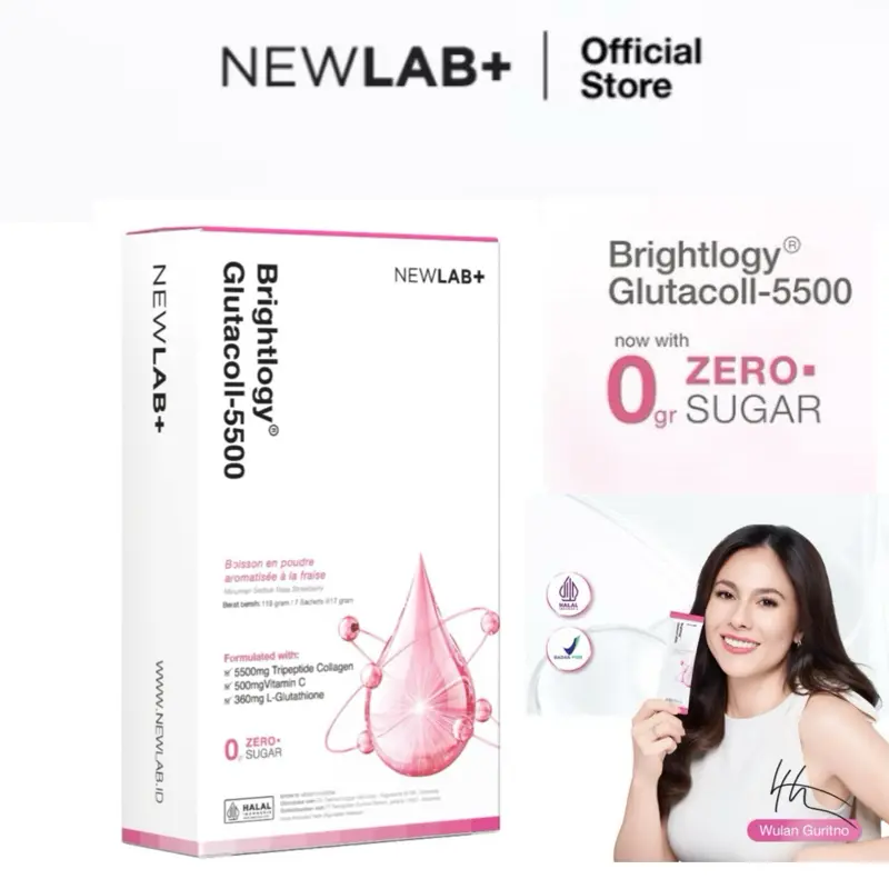 NEWLAB GlutaColl-5500 7 15 SACHET minuman glutathione Brightlogy Gluta Coll 5500 newlab Newlab+ Newlab collagen drink reguler box 15 sachet 7 sachet glutacoll 5500 8