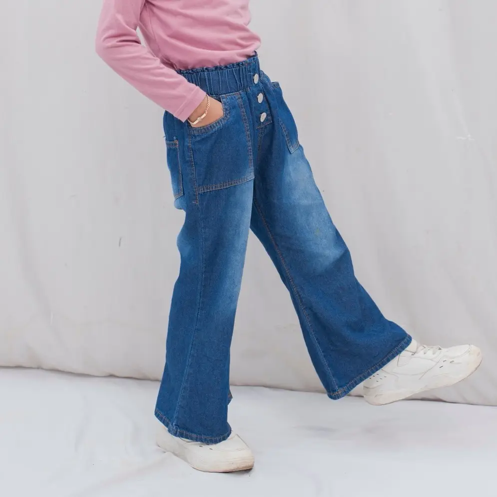 Hokkids wear - Celana cutbray anak perempuan Jeans Fashion Motif