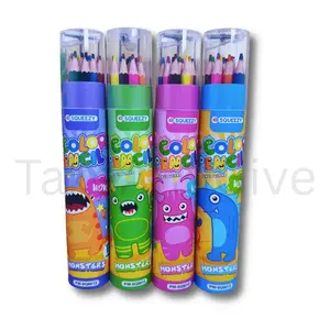 Harga Grosir (1Tabung/12pcs) Pensil Warna Plus Serutan panjang 18cm PW-SQ8012/PW-SQ3012