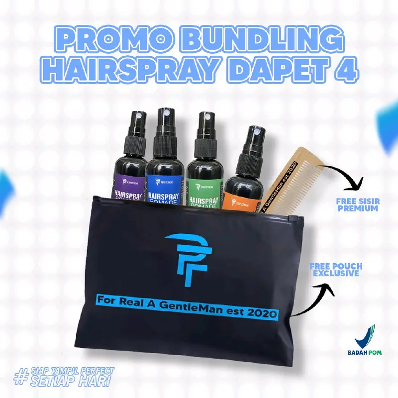 PAKET POMADE CAIR ALL VARIAN 4 AROMA BUNDLING PERFECTMENS HAIR SPRAY FREE SISIR dan POUCH EXCLUSIVE KEREN 0