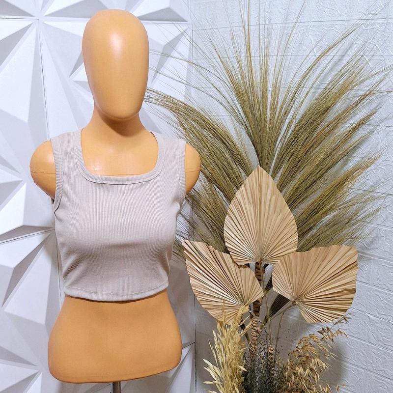 [tanktop 1 an U neck knit] NATA tanktop U knit basic Atasan Wanita Crop Rib 2