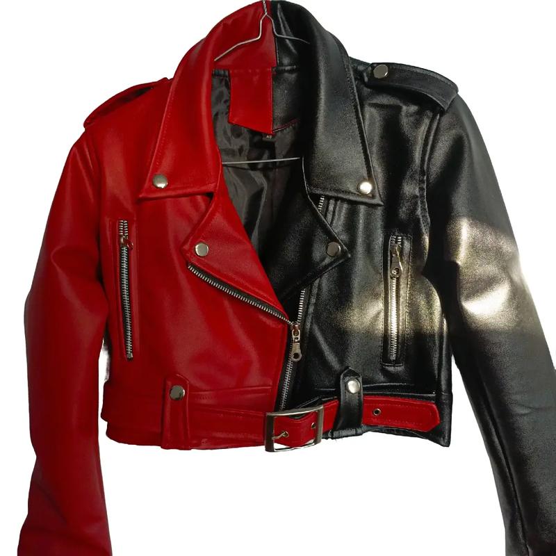 jaket crop wanita black merah semi kulit  terlaris 1