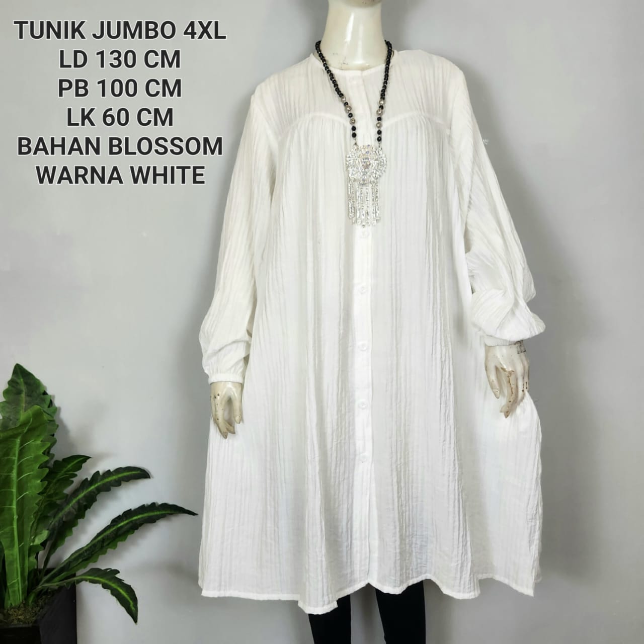 Tunik Jumbo Ld 130 Cm Model Polos Kekinian - Blossom Tunik