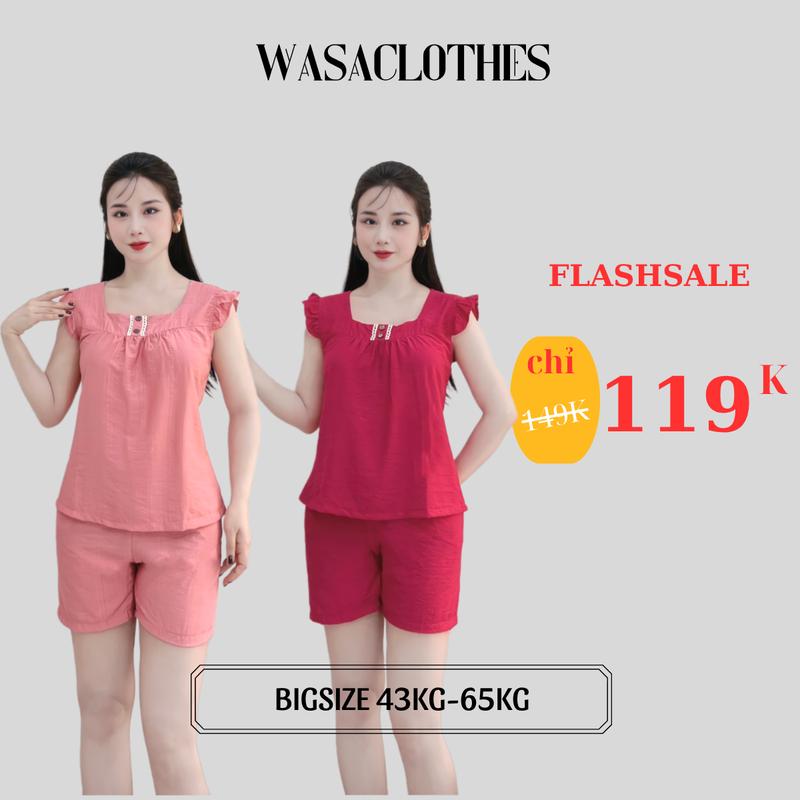 BỘ MẶC NHÀ,BỘ LANH ĐŨI QUẦN ĐÙI ÁO TAY BÈO, SIZE 45-65KG Nữ Women Voi Hồng việt nam đồ bộ