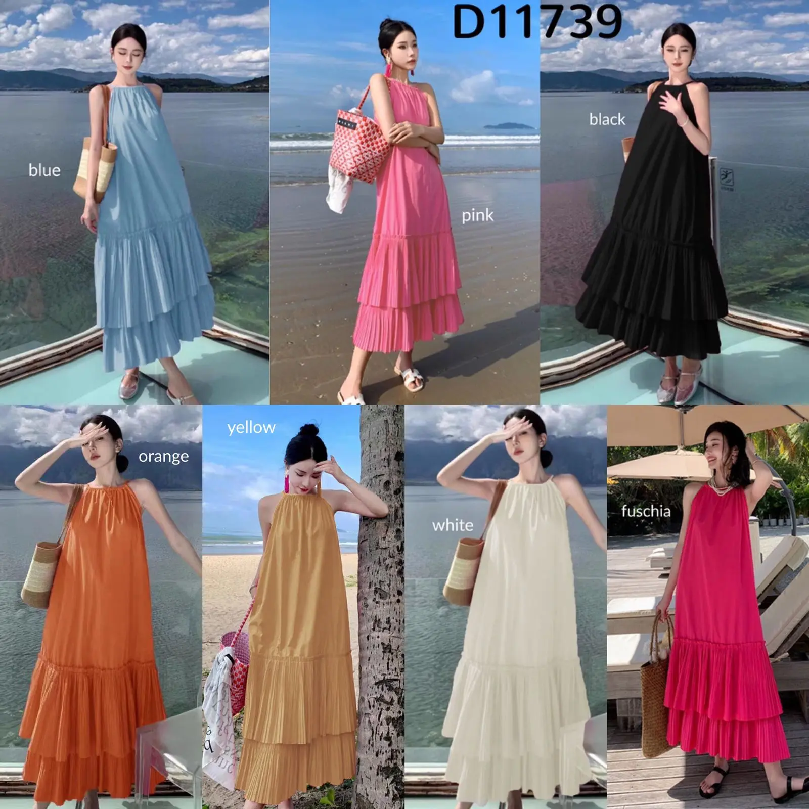 D11739 Double Pleated Mermaid Long Dress