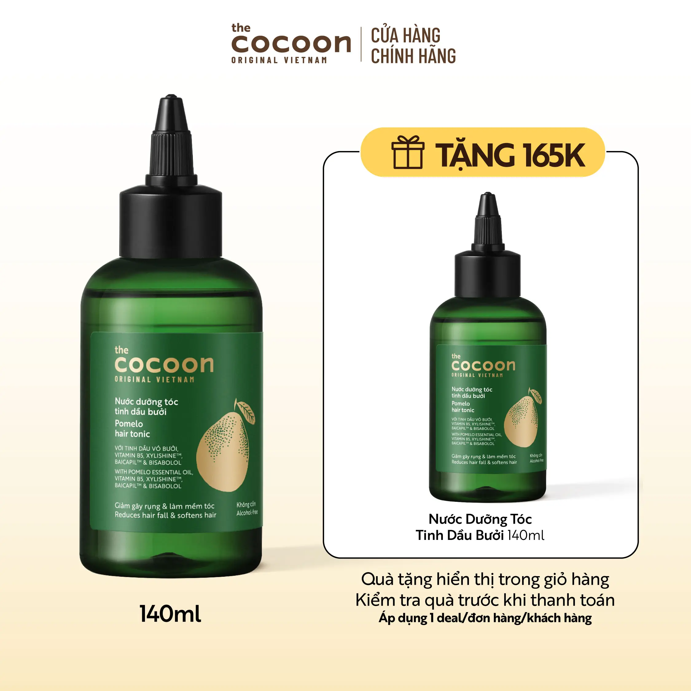 Cải tiến mới - Nước dưỡng tóc tinh dầu bưởi Cocoon ngăn ngừa gãy rụng và hỗ trợ mọc tóc 140ml