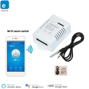 Ewelinkapp Th-16 Smart Wifi Switch 16A/3000W Monitoring Temperature Sensor Rf433 Remote Control Compatible With Alexa Siri