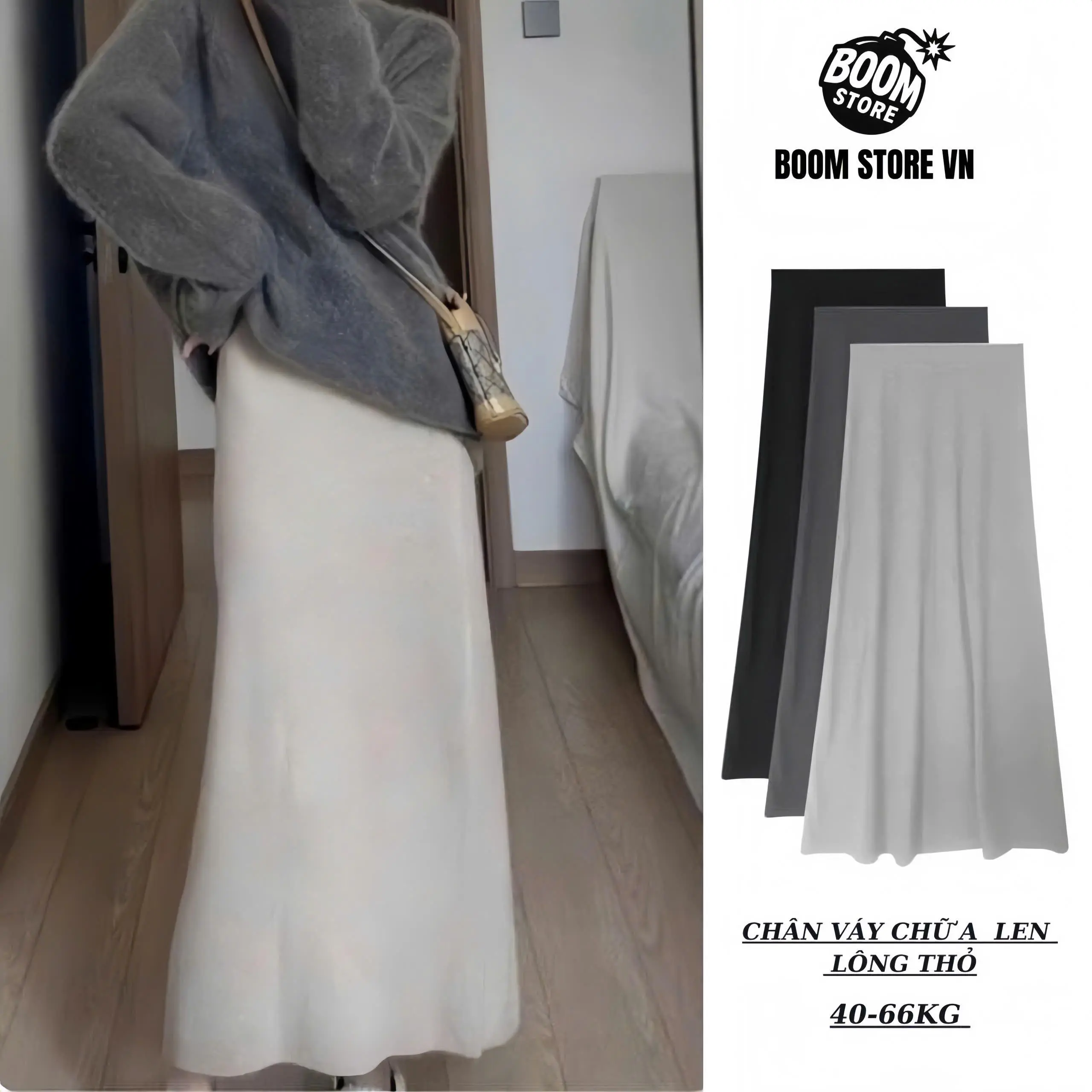 [ BẢN DÀI 90CM ] Chân Váy Dáng Dài Midi Xẻ Sau Dáng A Chất Thun Len Lông Thỏ ,mặc đi chơi , đi làm, đi học Mùa Đông Siêu Hot