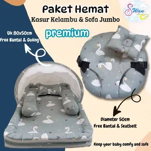 Paket Hemat Kasur Bayi Kelambu + Sofa Jumbo Sabuk Bayi