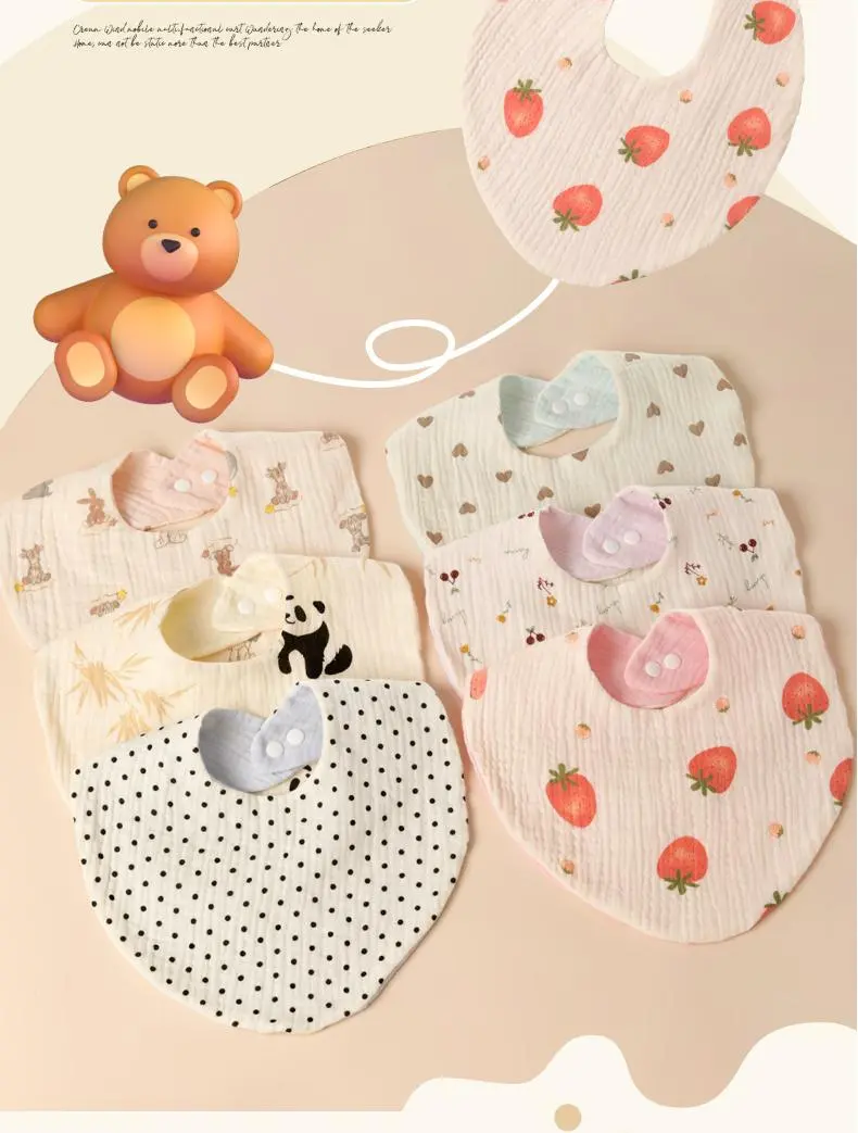 100% Cotton Super Soft Bib Set Unisex Muslin Baby Drool Bibs 4 Layers Egg shape Drool Bibs
