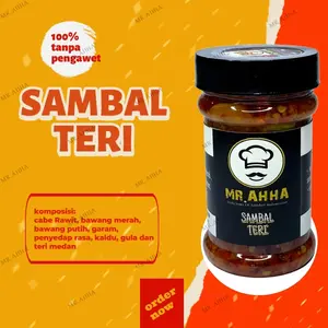 SAMBAL TERI/SAMBEL TERI KEMASAN BOTOL 150 GRAM BAHAN HALAL TANPA PENGAWET Bawang Cumi