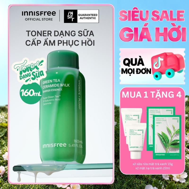 Toner dạng sữa cấp ẩm, phục hồi INNISFREE Green Tea Ceramide Milk