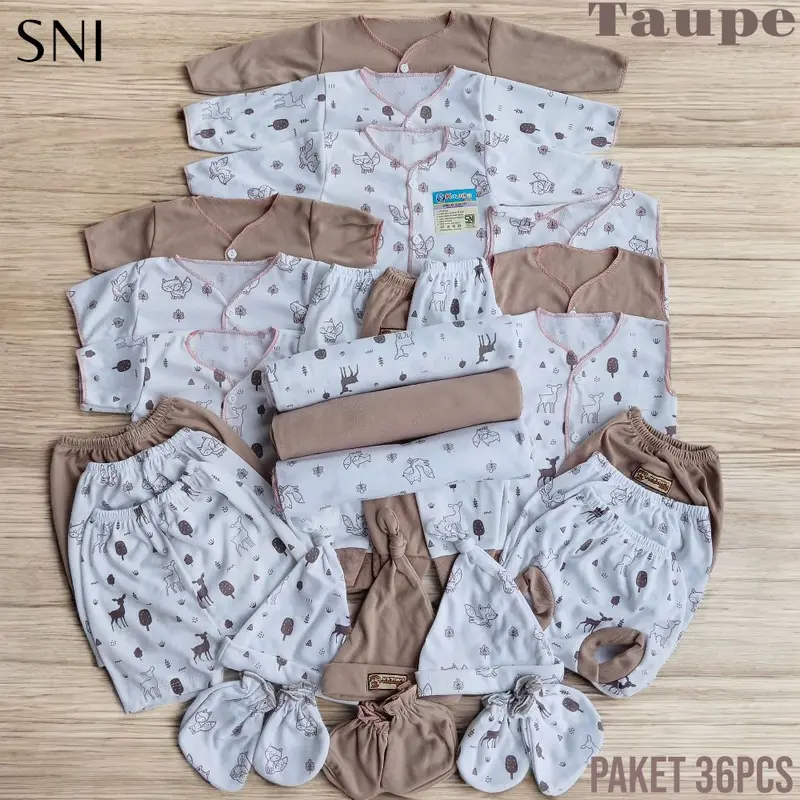 Paket Brojol SNI Baju Bayi Baru Lahir 36pcs (SNI) Untuk Usia 0-3 Bulan-Newborn,tidur Parsel Katun 3