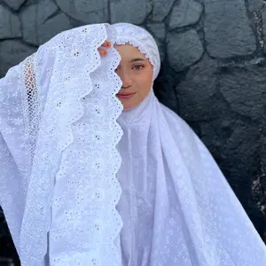 Mukena PUTIH full Bordir Super Premium+3 Renda Variasi Cantik dan awet umroh dewasa lembut mewah muslim panjang nyaman katun jumbo