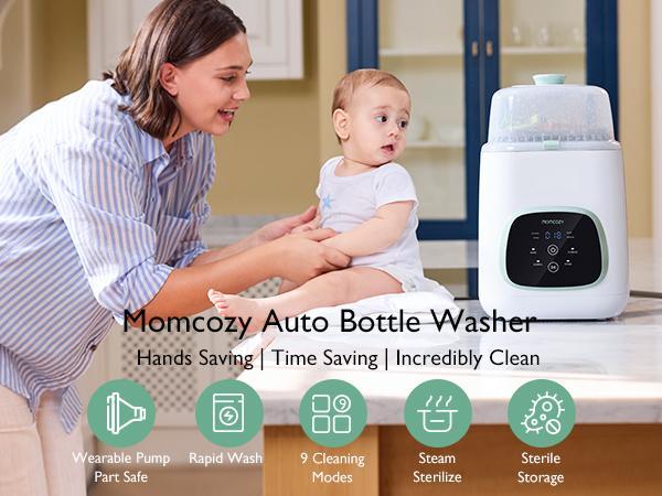 Momcozy KleanPal Pro Electric Baby Bottle Washer 3-in-1 Steam Sterilization & Drying 26 Nozzles 9 Quick Clean Modes 19 Minutes-B