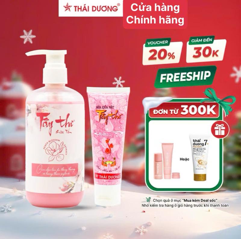   Combo  01 Sữa tắm Tây Thi  Chai 500ml  và 01 Sữa rửa mặt Tây Thi  90g  - Sao Thái Dương 