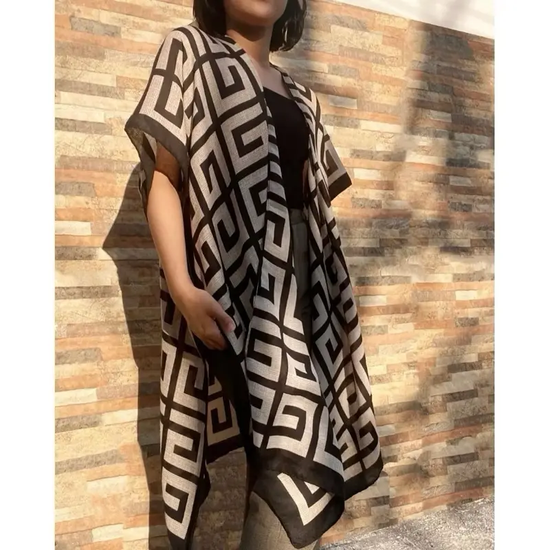 LINEA outer ceruty shawl print motif