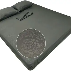 Sprei Polos Embos Abu Tua Grey Bunga Size 180x200 160x200 120x200 90 100 140 200 Set Sarung Bantal Guling Tali Karet Sudut Adem, Tidak Licin, Tidak Luntur