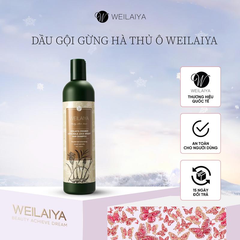  Dầu gội đầu thảo dược Weilaiya Zingiber Officinale Juice gừng hà thủ ô 400ml Dưỡng Tóc 