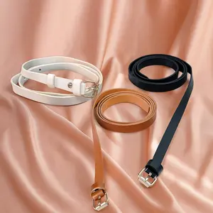 Sabuk Wanita Gesper Korea Kecil Unik UK 1CM Model Terbaru Ikat Pinggang Kulit PU Elastis Gaya Eksklusif dan Modis Ring Gesper Kotak Perempuan Elegan Hiasan