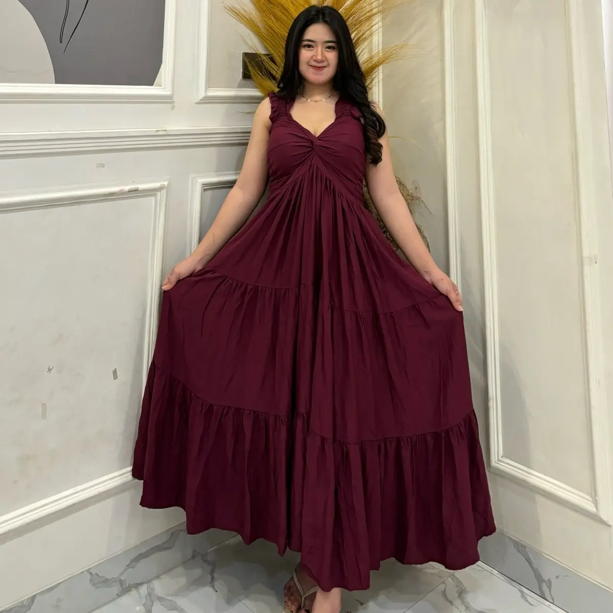 LONGDRESS CARISA WANITA YUKENSI RAYON TWILL PREMIUM BISA BB JUMBO
