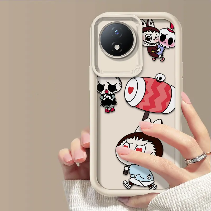 Untuk VIVO Y02 Y02T Y02A Y02S Labubu Casing Jual panas Casing lembut untuk ponsel Bahan silikon Gaya baruKasus TPU Anti gores Kamera Cakupan Penuh Tahan benturan Kepala Kacamata Malaikat Kotak Pelindung Ponsel 5
