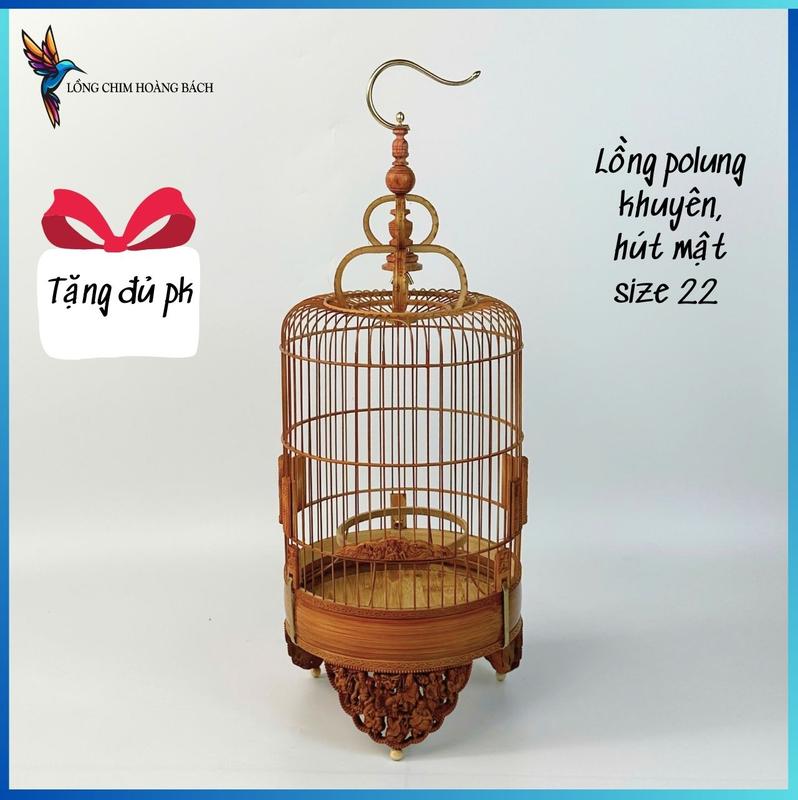  Lồng chim khuyên lồng chim hút mật triện 2D cao cấp chất liệu trúc già đỏ tặng Full phụ kiện đồng 