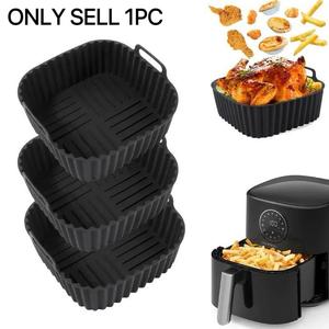 スクエアシリコン焼き型 1個入り、再利用可能なエアフライヤー用焼き型、家庭用キッチン用滑り止めトレイ、キッチンアクセサリー