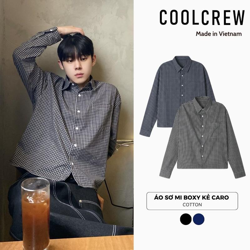 Áo Sơ Mi Boxy Kẻ Caro COOLCREW Dáng Ngắn Form Rộng Phong Cách Hàn Quốc Trẻ Trung AMD126