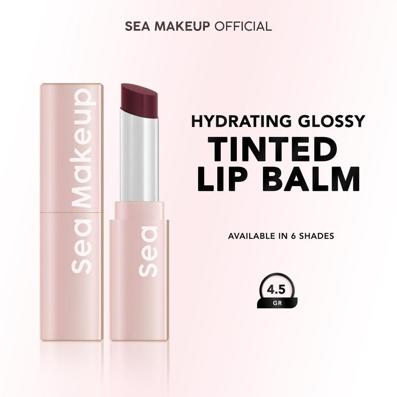 Sea Makeup Gleam Luster Tinted Lip Balm Hydrating dengan 3X Hyaluronic Acid dan ekstrak almond & Jojoba Oil 0