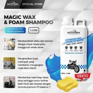 [1 LITER] AUTOVERA AUTOWASH PRO 500ML & 1 LITER FREE SPON BUSA Shampoo Wax Kendaraan Aroma BubleGum Ekstra Busa Melimpah PH 7 Balance Kilau Wax Premium
