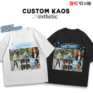 Kaos Custom Bisa Pakai Foto Dan Nama Kamu - Kaos Bucin Request Foto Sendiri - Custom Kaos Aesthetic Sweetheart - Kaos Couple - Kado Kaos Untuk Pacar -  T-shirt Printing DTF -  Kaos Distro Polyester Semi Catton Streetwear