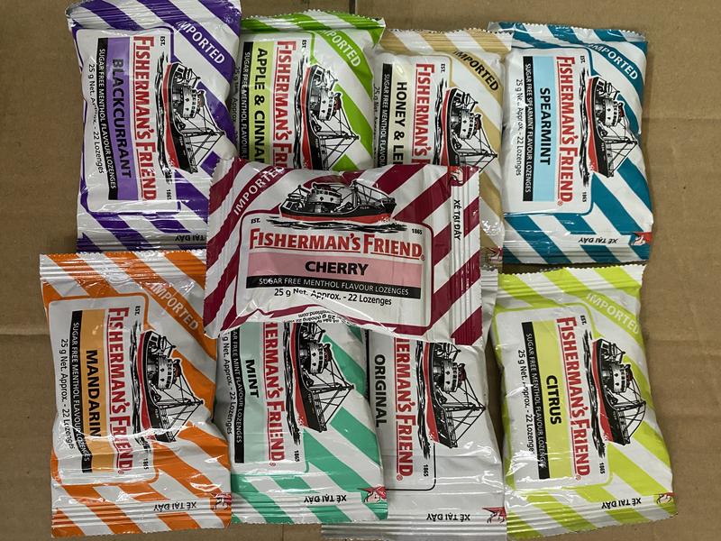 Kẹo cay giảm ho thông họng không đường Con Tàu Fisherman’s 25G được yêu thích tại ANH