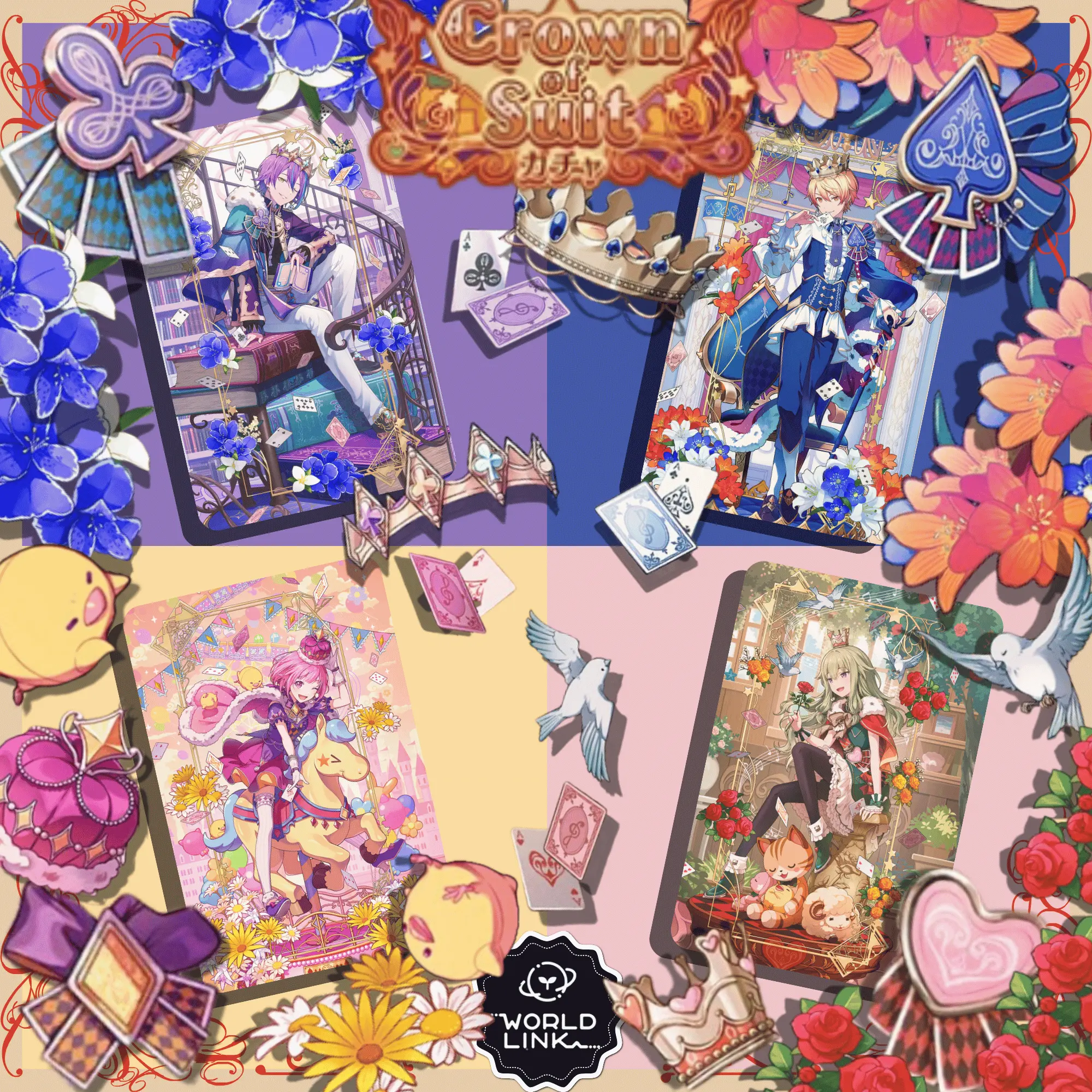 GAME • PHOTOCARD Project Sekai Ft. Hatsune Miku| 《　Crown of Suit  // WONDERLAND X SHOWTIME WORLD LINK　》| LAMINATED/GLOSSY DOUBLE-SIDED | TRAINED FULLART UNOFFICIAL PHOTOCARDS