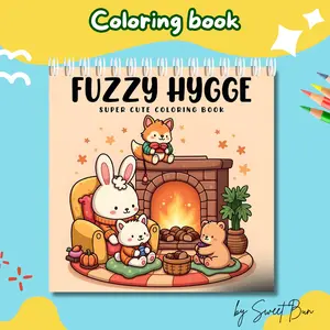 Buku Mewarnai Anak Remaja Dewasa - Fuzzy Hygge Coloring Book
