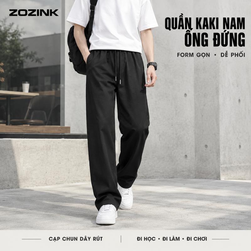 Quần Kaki Nam ZOZINK Ống Đứng Form Suông Cạp Chun Dây Rút Basic Dễ Phối Đồ - A42