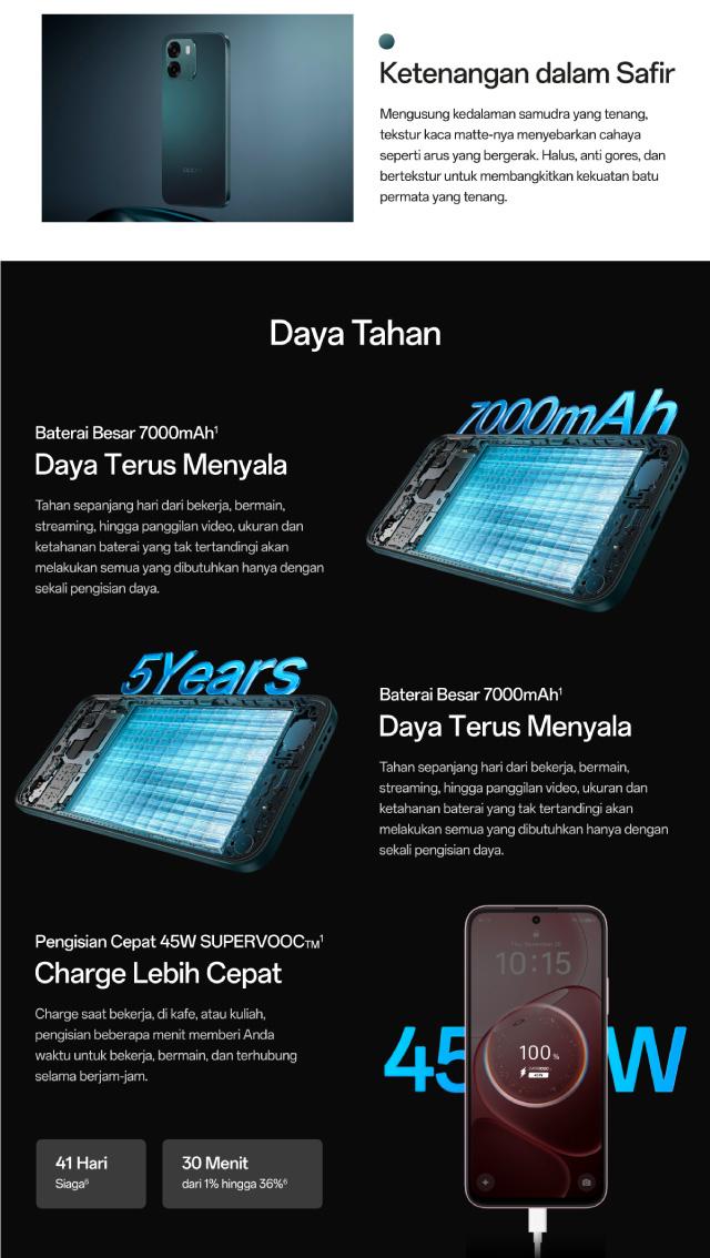 OPPO A6 6GB/128GB & 6GB/256GB Smartphone [Pengisian Cepat SUPERVOOC 45W, Tahan Air dan Debu IP69, Kamera Ultra Jernih 50MP]