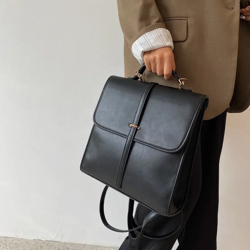 Onebear ransel selempang wanita tas ransel wanit unik ransel cewek ransel retro tas sekolah fashion gaya kuilah inggris Hitam Backpack Travel Kulit tas ransel sekolah cewek LM27 6
